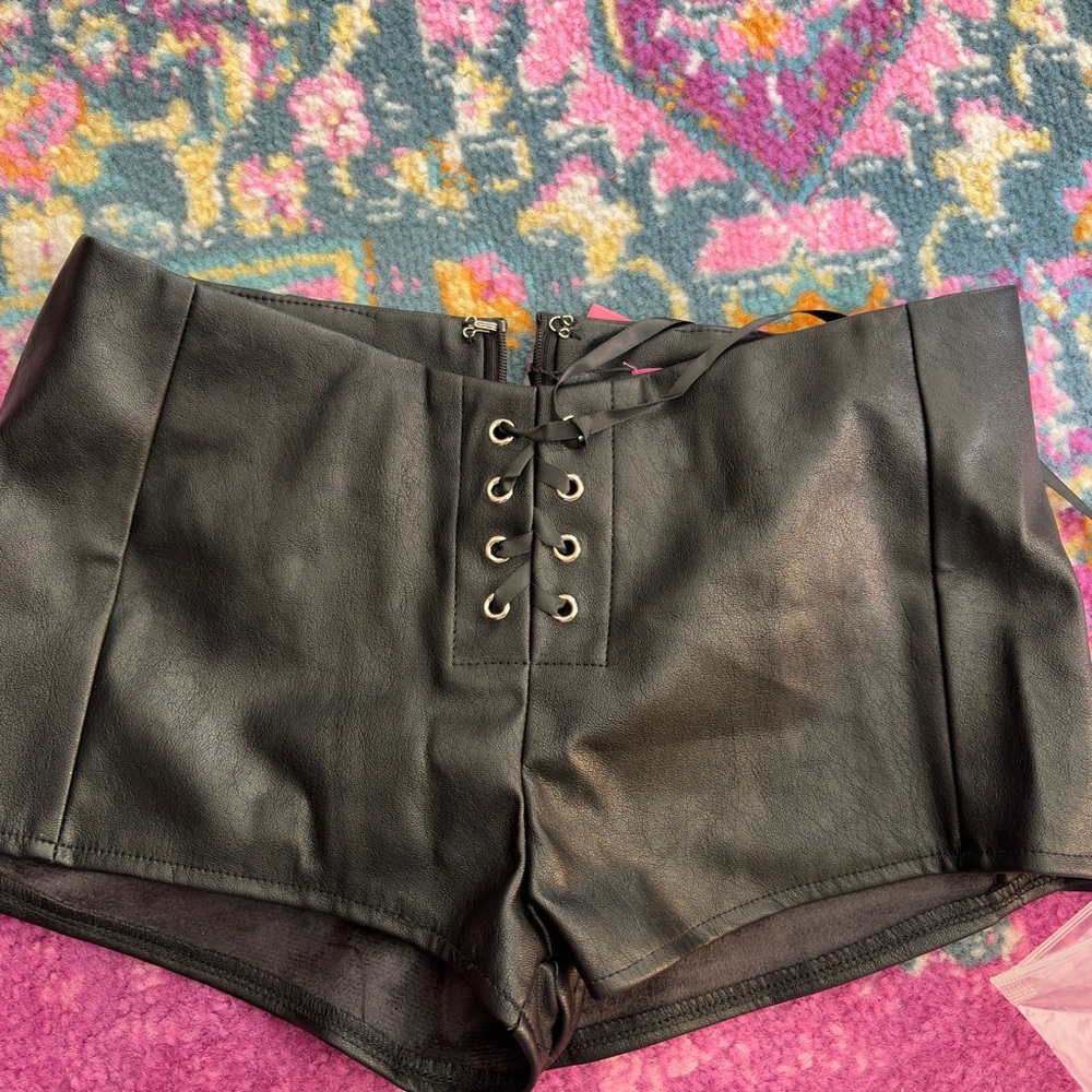 Brand new Edikted leather shorts